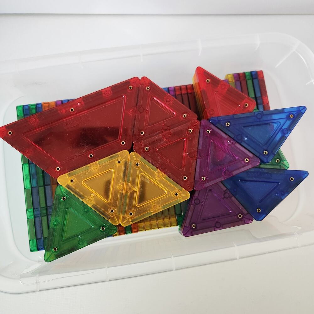TileBlox x111 Colorful Magnetic Building Tiles Translucent STEM Toy Idea Sheet